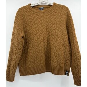 Todd‎ Snyder Men's Lambswool Cable Knit Crew in Glazed Pecan Fits Small